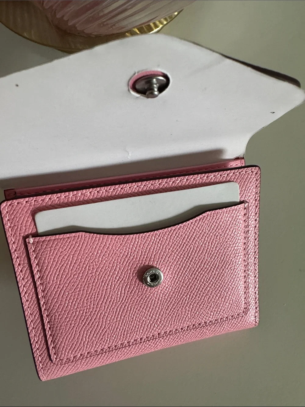 COACH Pink Pebbled Leather wyn small Wallet